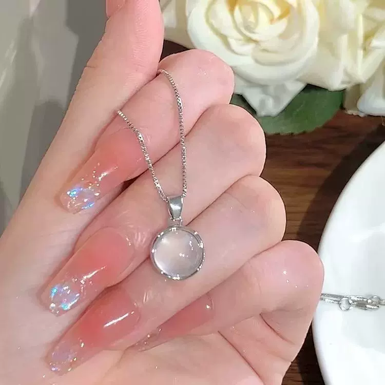 猫眼石项链女中国风小众设计高级感轻奢简约百搭圆形锁骨链项饰品