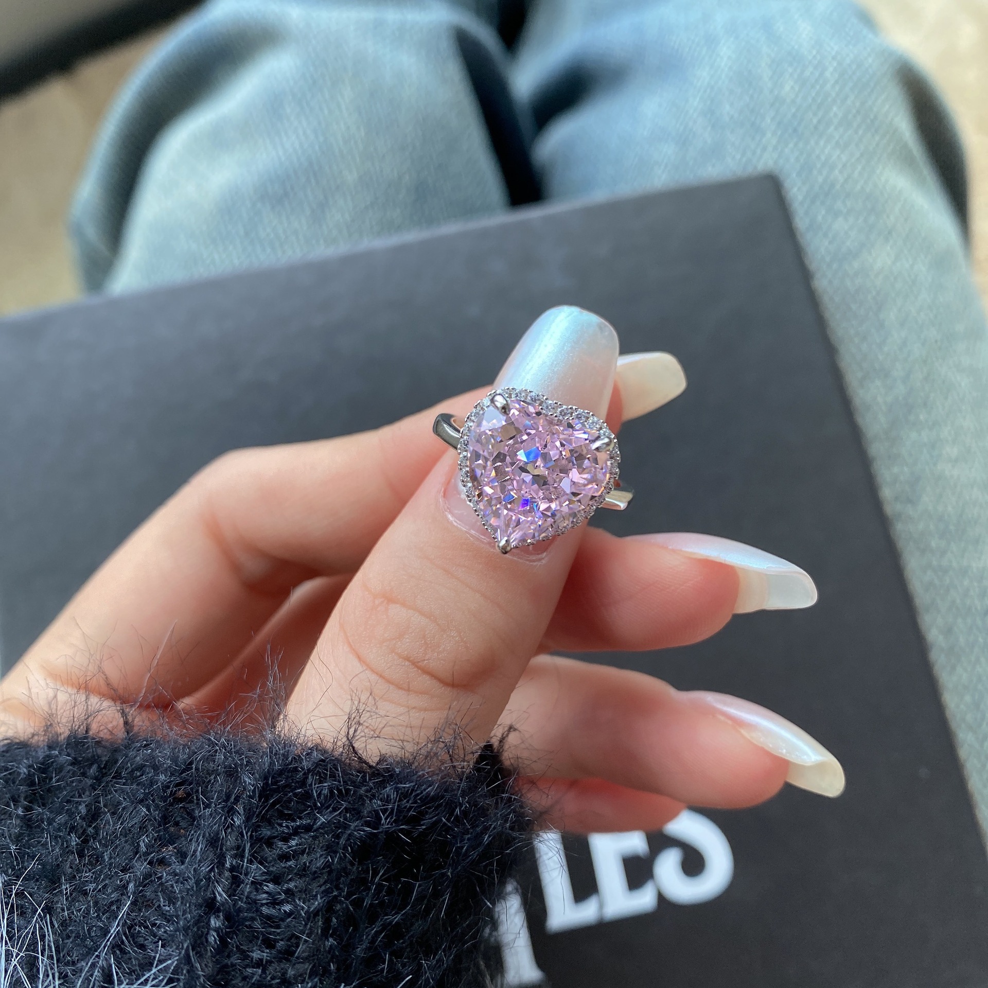 12g Weight Zircon Inlay Material Rings Classification 5, 9 Ring Size 1 Piece Quantity Holiday, Daily Occasion 925 Sterling Silver Material Geometric, Heart Shape Pattern Women's Gender Plating Design Elegant, Lady Style 925 Sterling Silver Zircon Geometric Heart Shape Rings 12