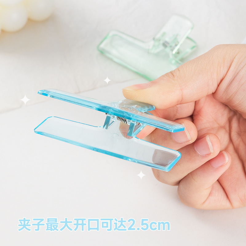 Clip de acrílico sensible al aire de plástico transparente ins estilo estudiante papelería clip de jalea archivo Clip de diario clip de cola larga
