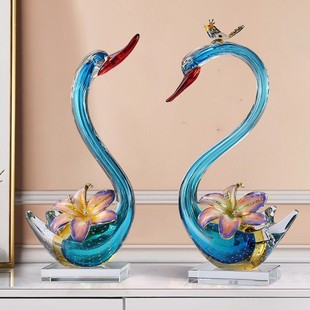 Enamel Swan Entrance Home Furnishings Living Room Wine Cabinet Decorations Accessible Luxury Crafts Tv Cabinet Gifts High-End