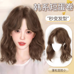 かつらの女性の全頭カバーのステルスのないシミュレーションは新型のネットの赤い韓国系の卵の巻きの日常の全体のトップのショートヘアの頭カバーを出します。