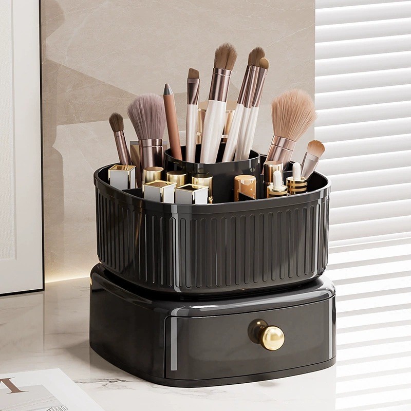 Rotating Cosmetic Organizer, 360° Rotating Storage Box, Multi-Compartment Drawer, Light Luxury