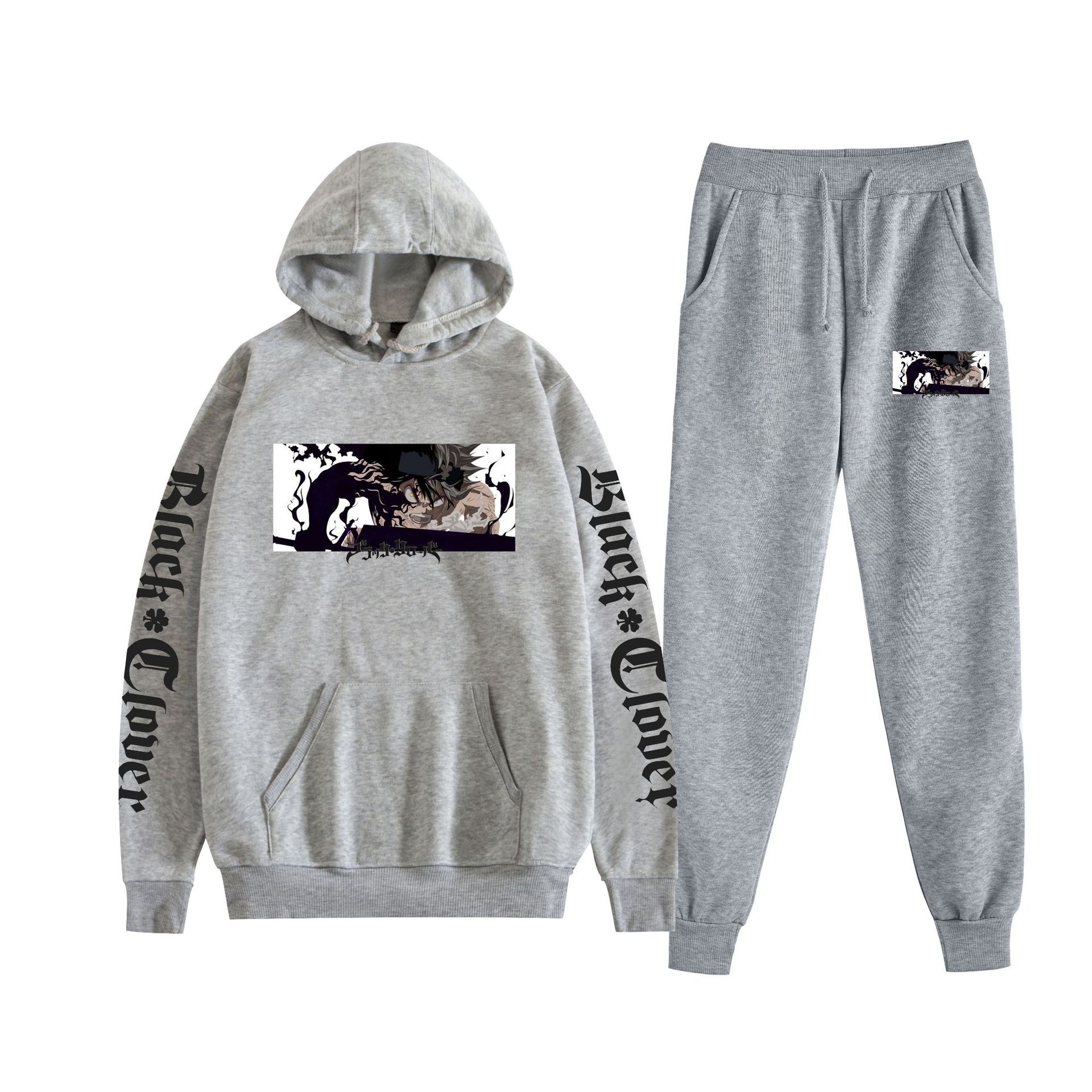 Comercio exterior nuevo estilo riman black trébol de cuatro hojas-Black Clover suéter con capucha corsés traje de dos piezas