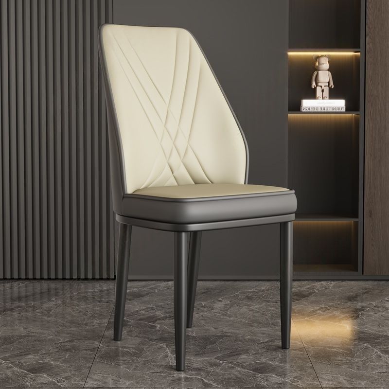 화이트 그레이 등받이 [블랙 다리] (업그레이드된 두꺼운 포크백 의자)