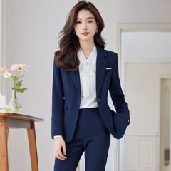 ブルースーツ女性春秋新型ホテルマネージャー作業服高級正装職業気質スーツコート