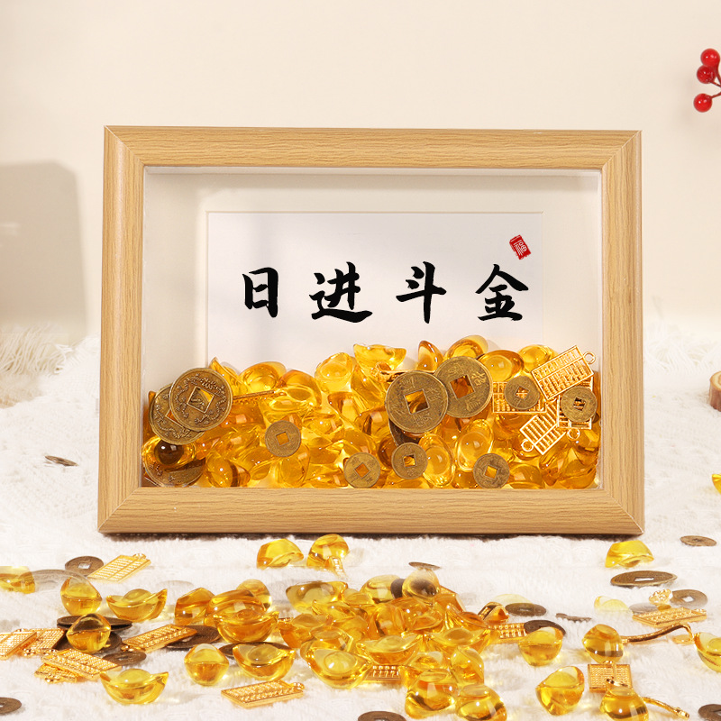 Brass Wholesale Clear Mind Wealth Accumulation Moving Decoration Painting Living Room Office Desk Decorative Frame Creative Photo Frame