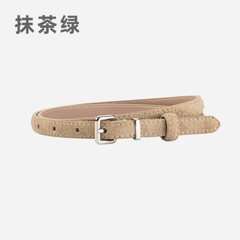 日系小裤带女士磨砂反绒真皮腰带装饰牛仔裤配饰时尚百搭细皮带女|undefined