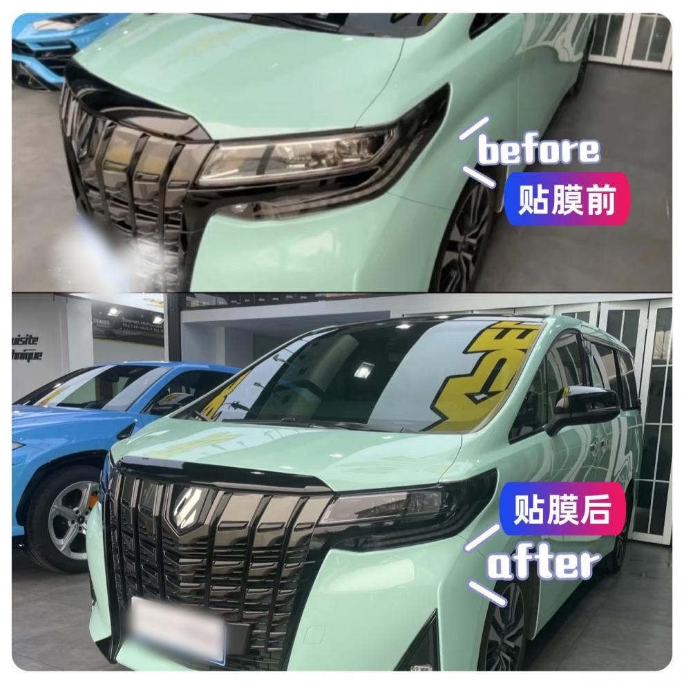 Suitable for 24-25 Toyota Alfa Blackened Headlight Film Black Warrior Transparent Center Column Transparent Bright Black Film-Tpu