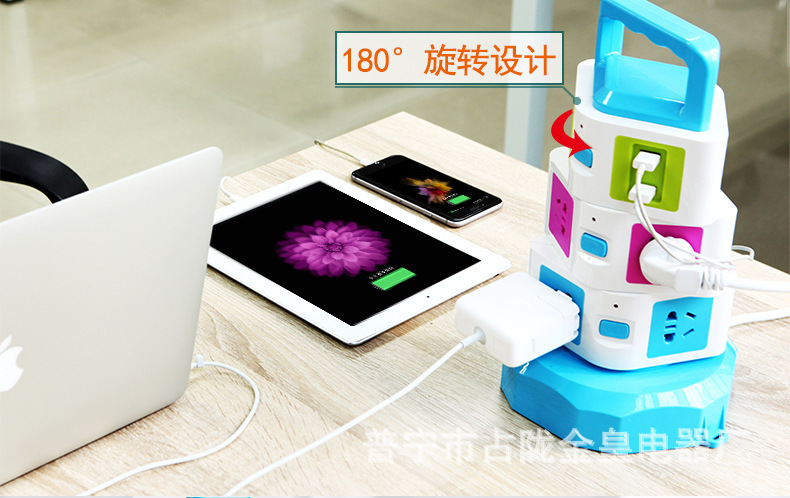 Creativo vertical multifuncional giratorio cables de almacenamiento de oficina a prueba de relámpagos USB carga nuevo enchufe de enchufe