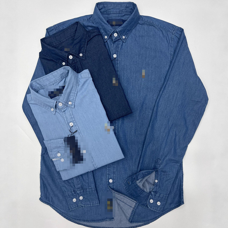 Cross-Border Pony Embroidery Classic Warhorse Logo Men's Turn-Down Collar Long-Sleeve Washed Denim Shirt Casual Slim-Fit Jacket Cross-Border Pony Embroidery Classic Warhorse Logo Men's Turn-Down Collar Long-Sleeve Washed Denim Shirt Casual Slim-Fit Jacket