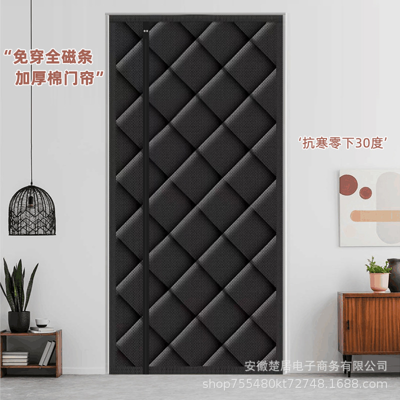 Winter side open cotton door curtain household full magnetic stripe windproof insulation partition curtain thickened soundproof cold-proof warm cotton door curtain Winter side open cotton door curtain household full magnetic stripe windproof insulation partition curtain thickened soundproof cold-proof warm cotton door curtain