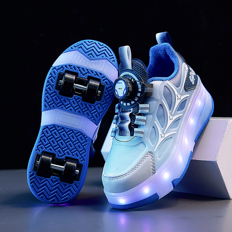 Heelys Shoes Winter Fleece-Lined Student Version Four-Wheel High-Looking Heelys Shoes for Men, Women, Children and Adults for School and School