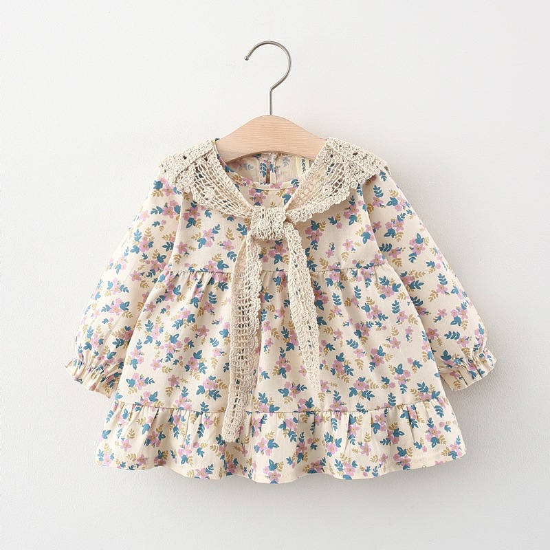 A generation of 2023 spring and autumn new girls dress Korean long sleeve female baby skirt 1-2-3 years old foreign style