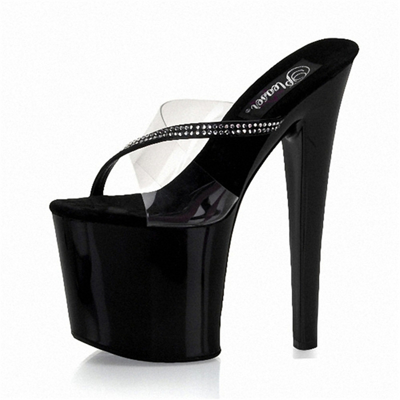 Chanclas de tacón de 26cm para mujer, moda de uso exterior 2024, nuevas sandalias de punta con fugas sexy de todo fósforo, zapatillas de mujer de tacón alto