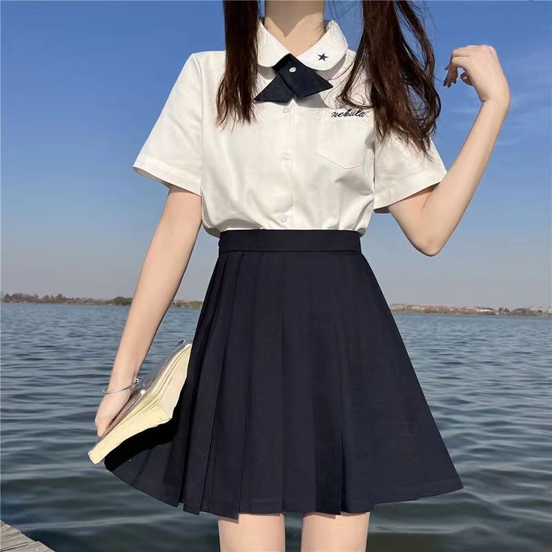 学院风小个子套装衬衫泰式jk制服夏季短袖衬衫泰式校服裙子全套