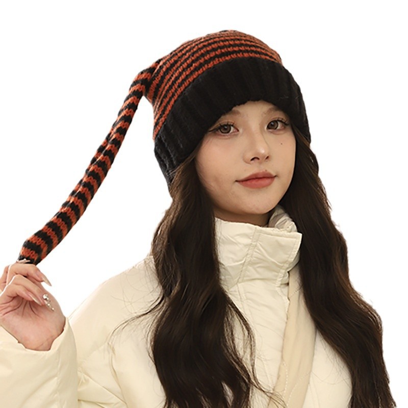 Corée du Sud Chine-Chic Marque Mignon Oreille De Lapin Tricoté Rayé Pull Laine Enfants y2k Shopping Mode Chaud Froid Chapeau_voghion.com