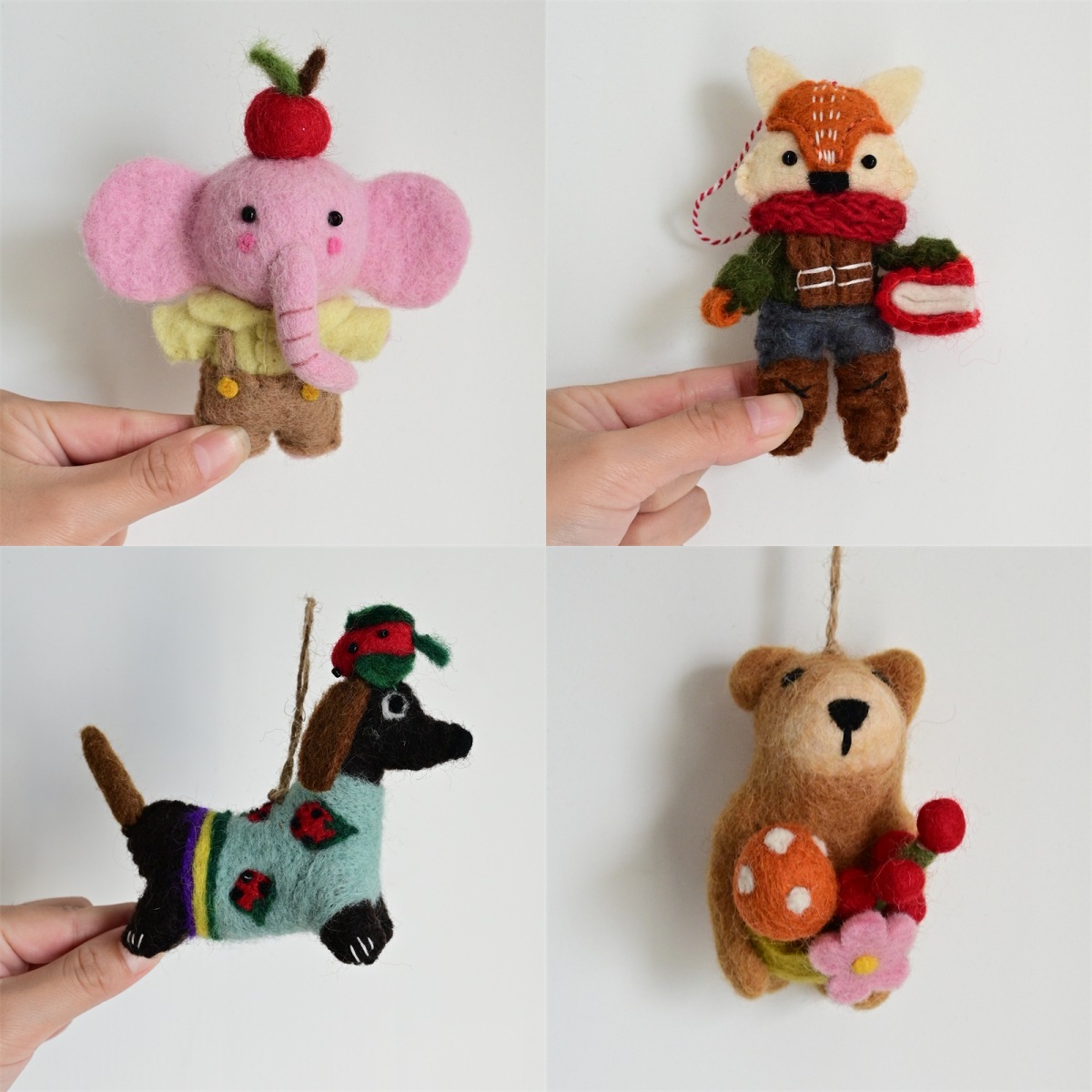 Nepalese Handmade Wool Felt Bag Pendant Cute Animal Doll Elephant Keychain Felt Pendant Gift