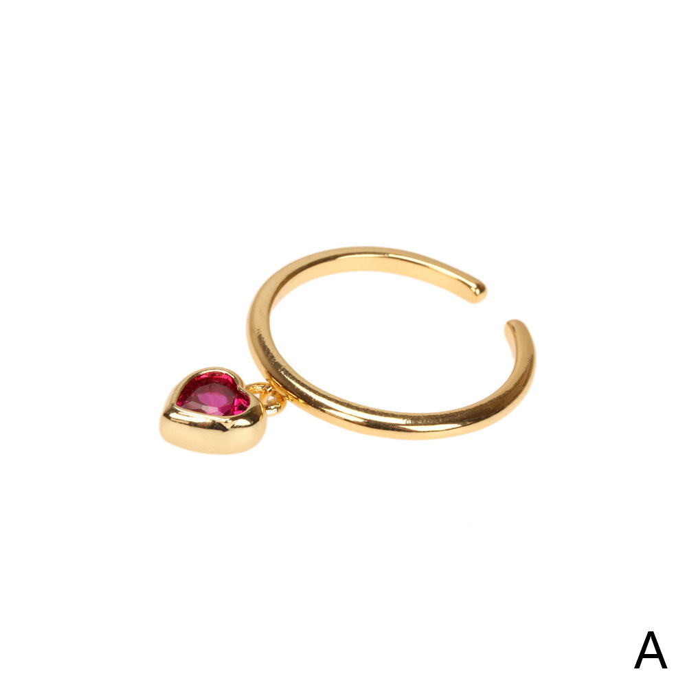 Micro Heart-shaped Zircon Ring Female Fashion Design Ins Index Finger Ring Simple Gold Plated Copper Ring Open Ring Wholesale display picture 17