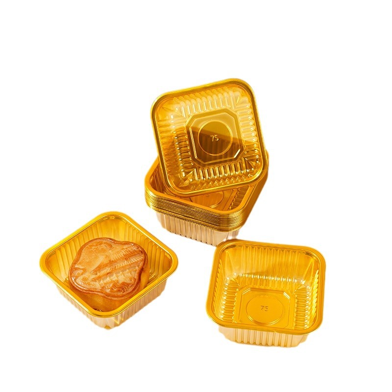 中秋の月餅はプラスチックの底を託して卵黄のショートニングのトレーの緑豆のもちを支えてプラスチックの内で月餅の包装箱の現物の卸売りを頼みます。|undefined