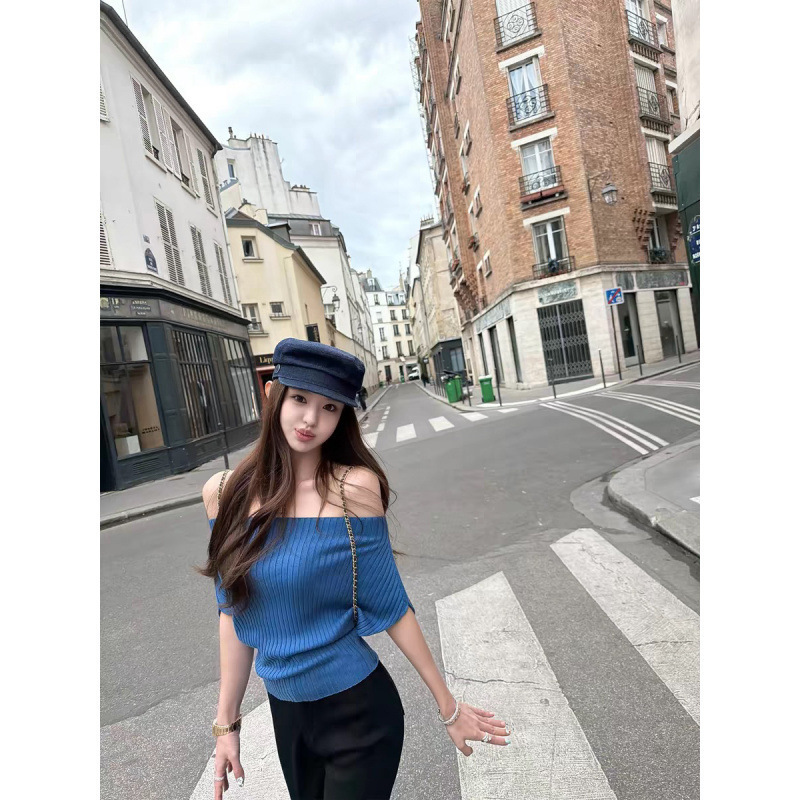 Good Morning Fanfan, Cool White Skin Tone, Stunning Elegance, Mulberry Silk and Wool Blend One-Shoulder Two-Way Knit Top Good Morning Fanfan, Cool White Skin Tone, Stunning Elegance, Mulberry Silk and Wool Blend One-Shoulder Two-Way Knit Top