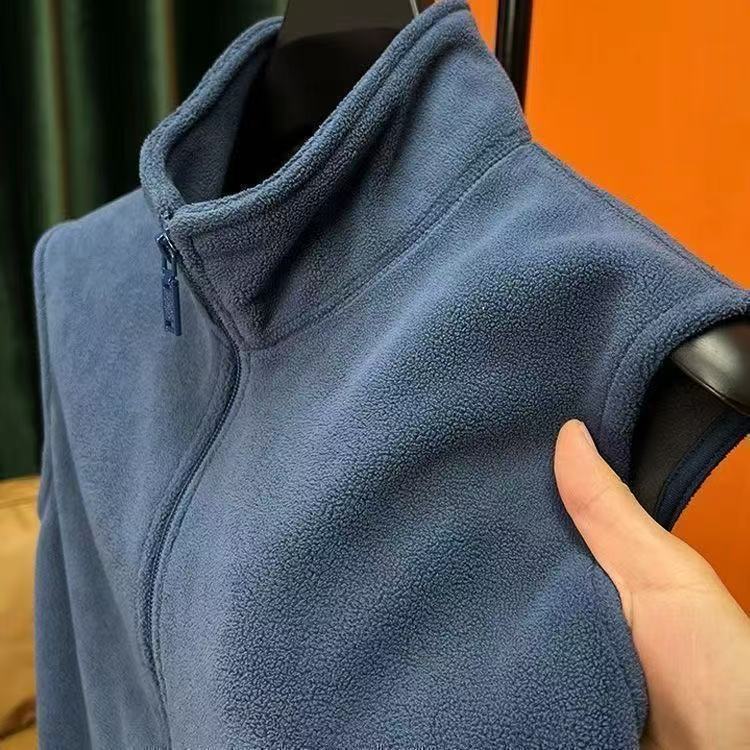 Chaleco Térmico de Cierre con Cuello Alto para Hombre de Tela Polar para Uso Casual