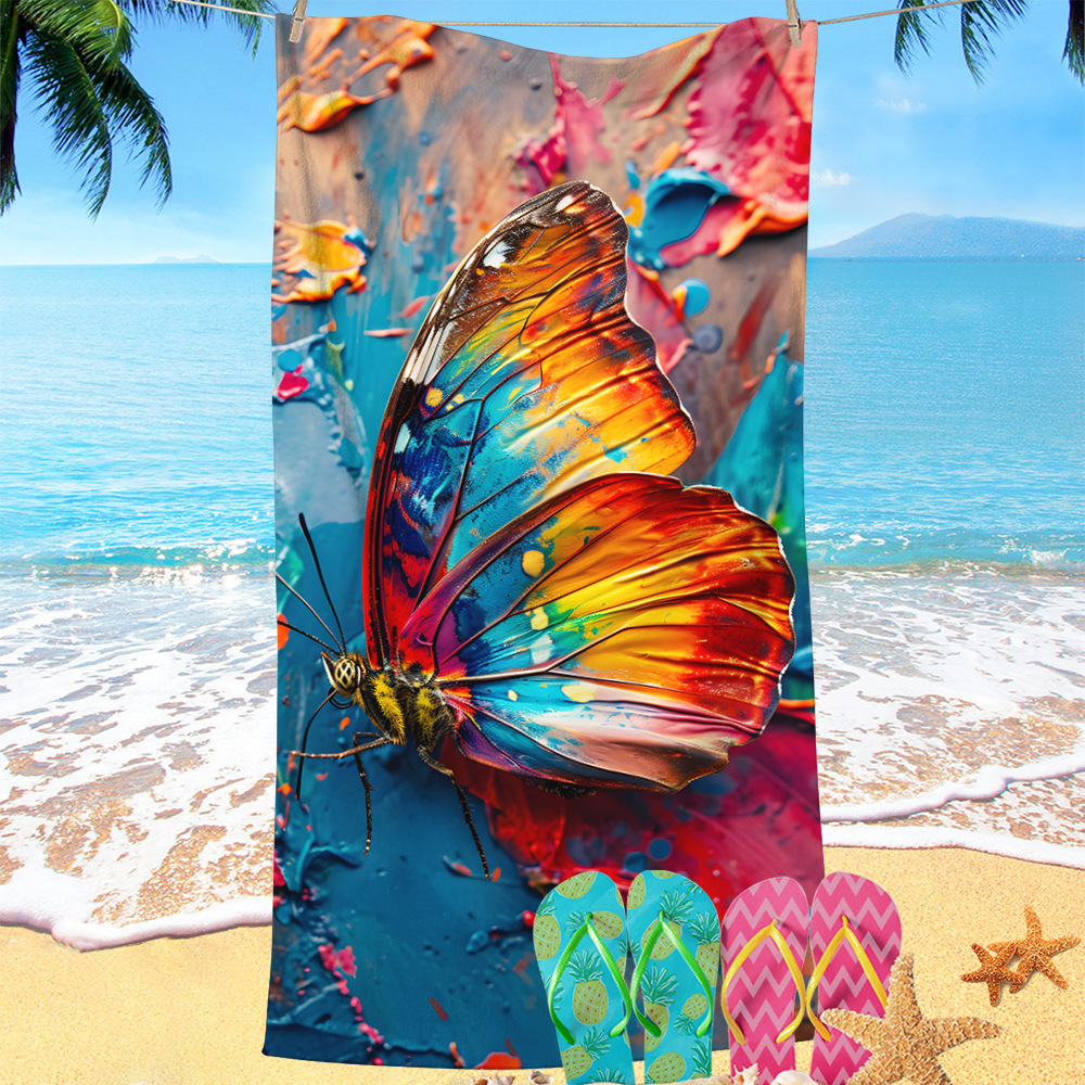 Toalla de playa de microfibra caliente de Amazon Toalla de baño absorbente de mariposa súper grande transfronteriza Towel engrosado