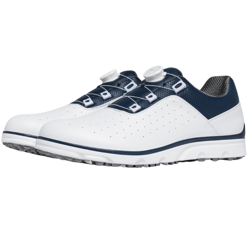 Giày golf PGM nam đế mềm cao su IP, dây núm vặn, thoáng khí mùa hè — XZ366-[IP cao su mềm đế giữa/dây giày núm]-màu xanh trắng