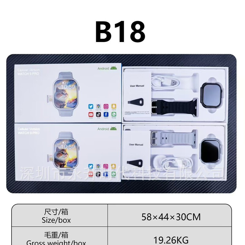All Netcom 4G Card B18 Smart Watch AMOLED HD Large Screen Rear Camera IP67 Full Zinc Body