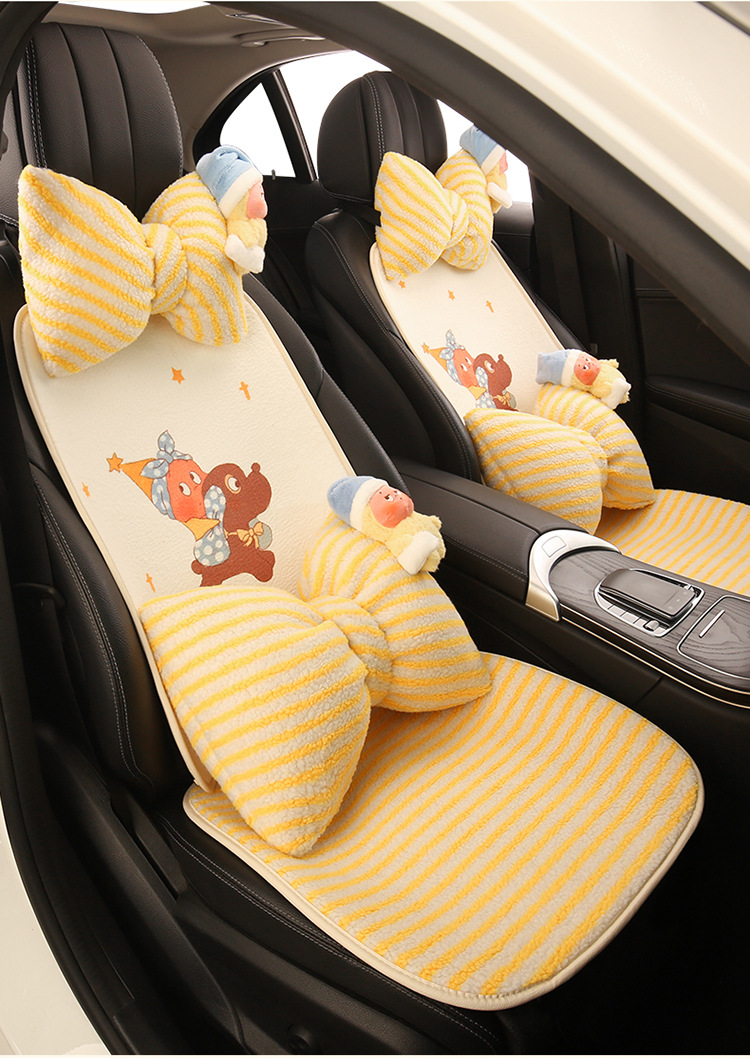 Winter Plush Thickened Car Seat Cushion Cartoon Five-Seat Universal