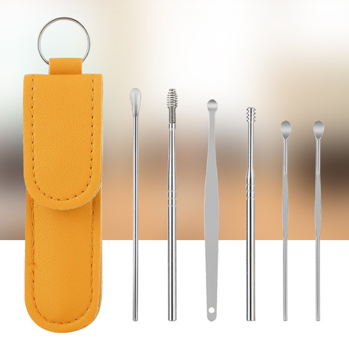 Stainless steel spiral ear scoop set ear scoop adult portable keychain ear scoop ear picking tool