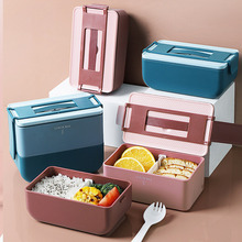 lunch box日式户外饭盒野餐盒带盖可微波炉加热便当盒分隔午餐盒