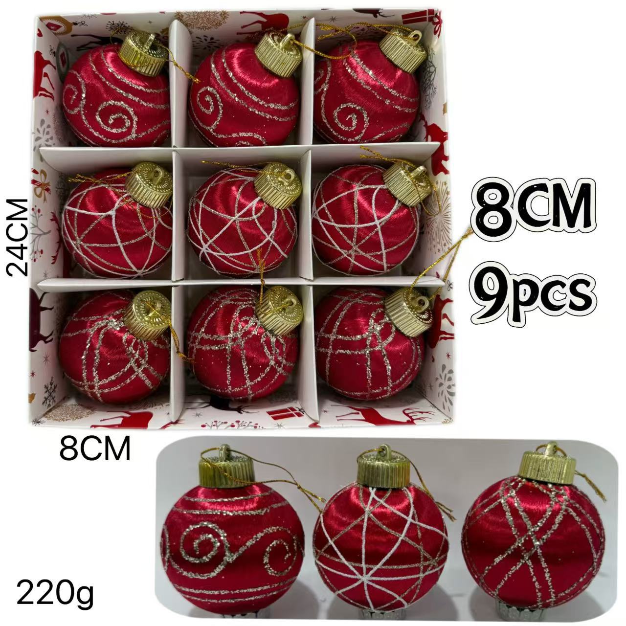 Nuevos bolas de Navidad transfronterizas 8cm / 9pcs decoraciones de árbol de Navidad colgante decoración de Navidad diseño de escena image 16