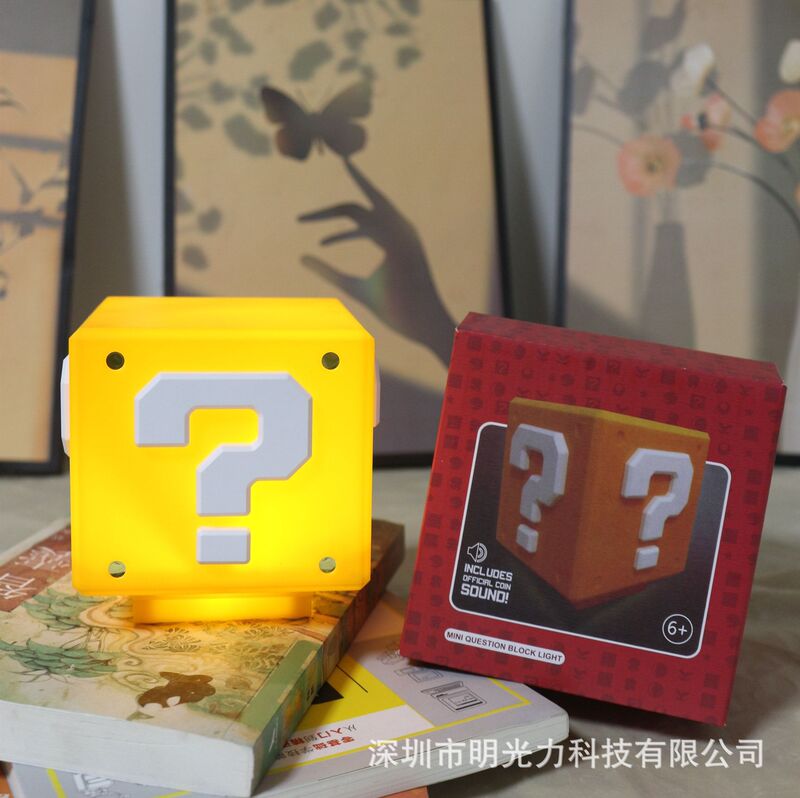 Mario Question Mark Lamp Night Light Colorful Lamp Silent Block Third Generation Coin Sound Desktop Atmosphere Light Led Lamp