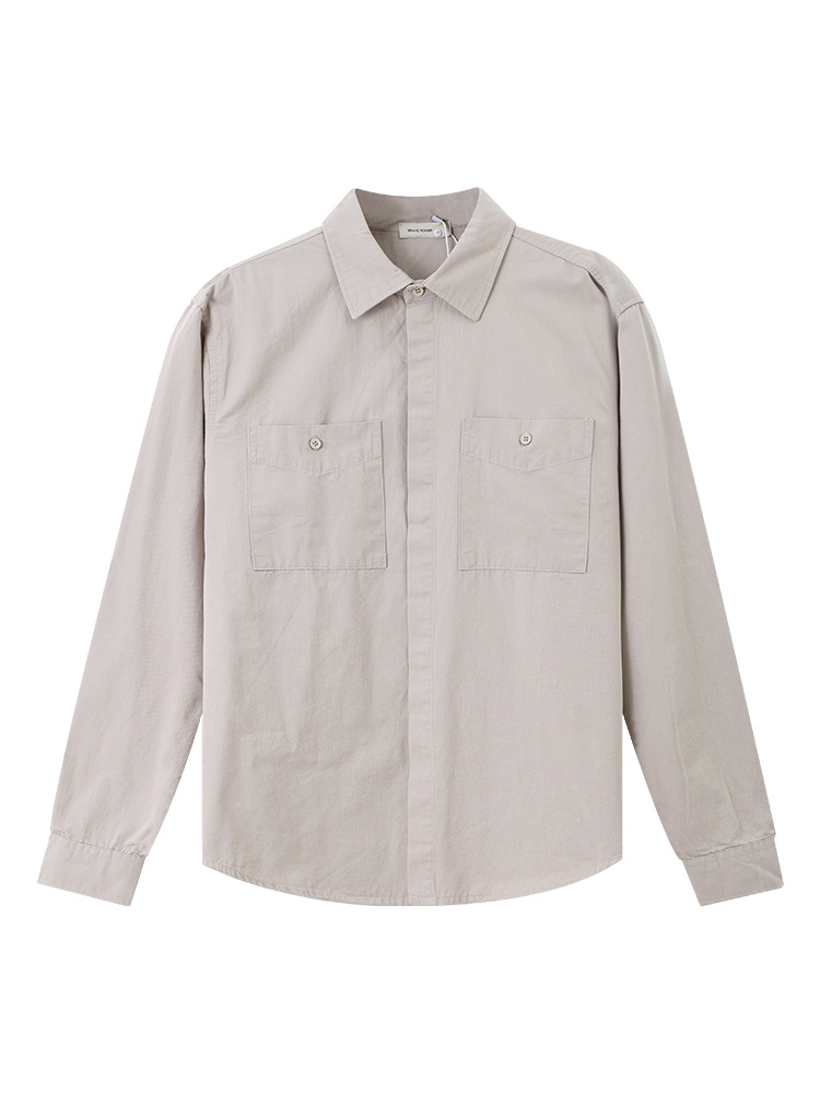 Camisas de trabajo de algodón de alto nivel para hombres 2025 nuevas con solapa casuales sueltas y versátiles camisas de manga larga chaqueta para hombres