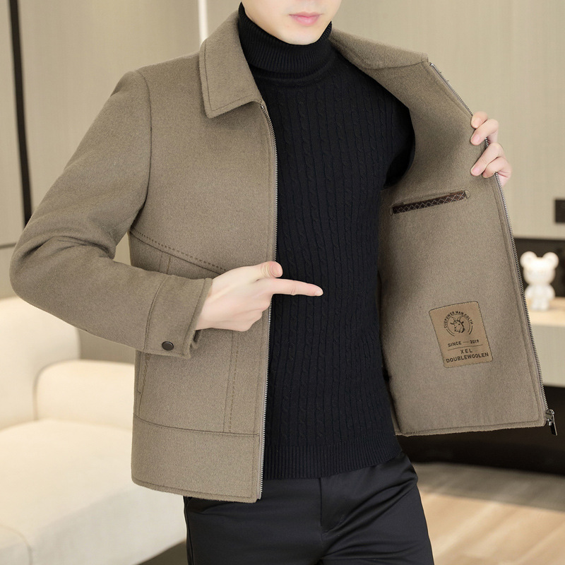 Woolen Lapel Outwear Men's 2025 Autumn and Winter New Lapel Double-Sided Woolen Outwear Thickeneded Woolen Outwear Autumn and Winter Woolen Lapel Outwear Men's 2025 Autumn and Winter New Lapel Double-Sided Woolen Outwear Thickeneded Woolen Outwear Autumn and Winter