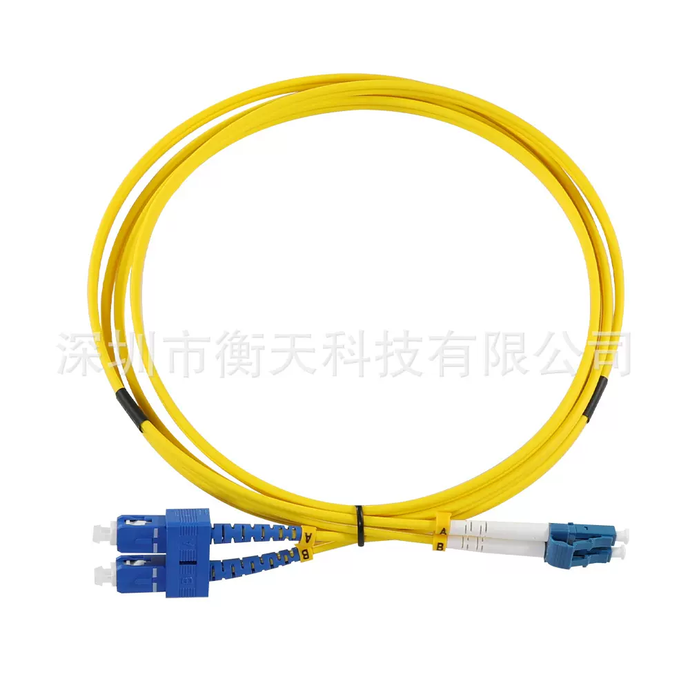 深圳制造出口高品质LC-SC单模SM双芯3米 阻燃OFNR级光纤跳线