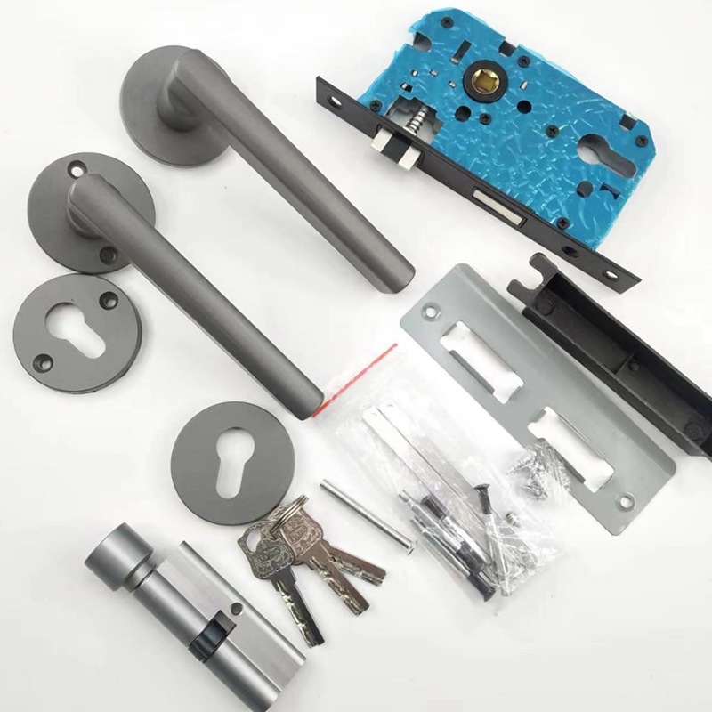 Cerradura de la puerta de aluminio espacial cerradura de la puerta interior dormitorio negro split cerradura de la manija cerradura de la puerta dividida de arena negro