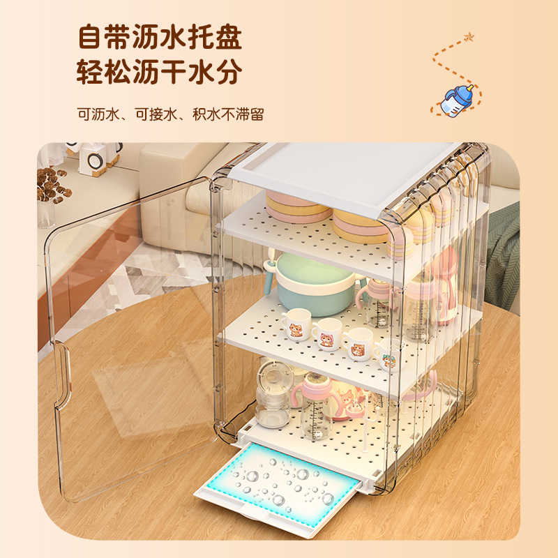 宝宝奶瓶收纳盒餐具清洗工具沥水架置物架防尘储存收纳箱婴儿专用