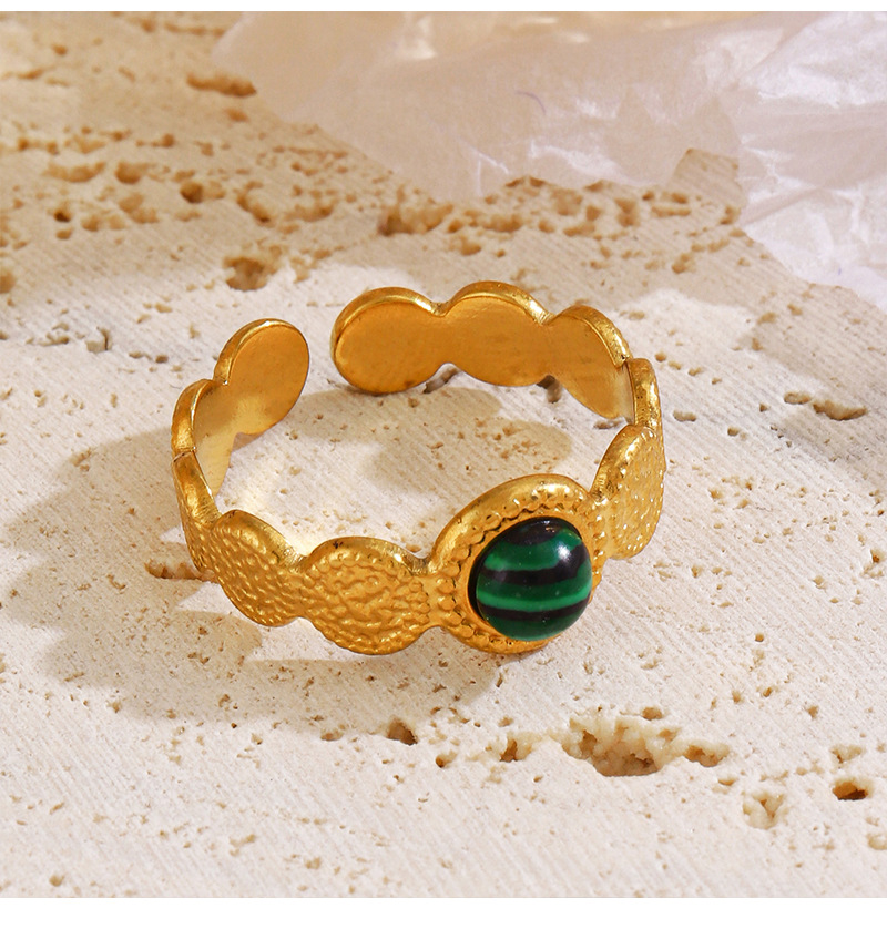 Casual Occasion 304 Stainless Steel Material Wholesale Jewelry Simple Style Geometric 304 Stainless Steel Natural Stone Plating Open Rings