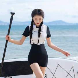 2024游泳衣女 连体遮肚显瘦保守少女学生仙女INS泡温泉沙滩