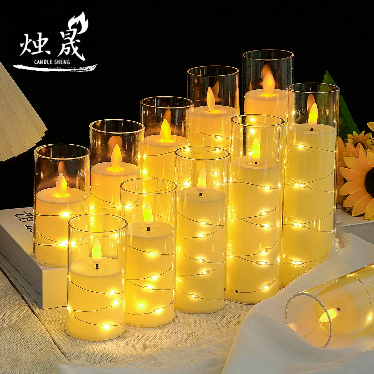 led仿真电子蜡烛灯 婚庆摄影布置装饰浪漫烛光生日户外灯具氛围灯