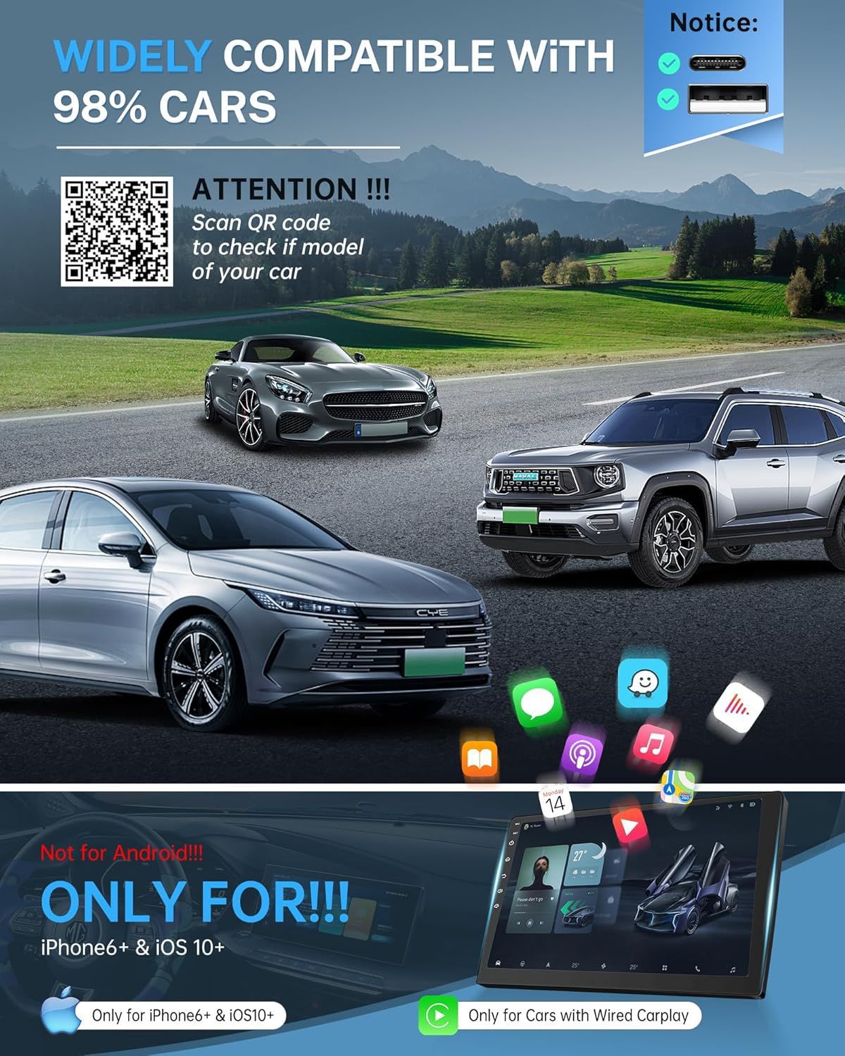 Cross-Border Wireless Carplay Box Upgrade Android Smart Car-Machine Interconnection Module Car Carplay Printed Logo