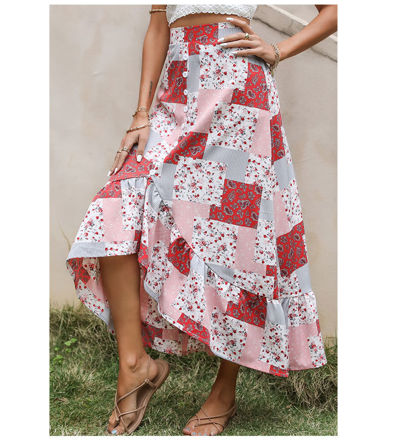 ethnic style print big swing chiffon long skirt  NSYMR52564