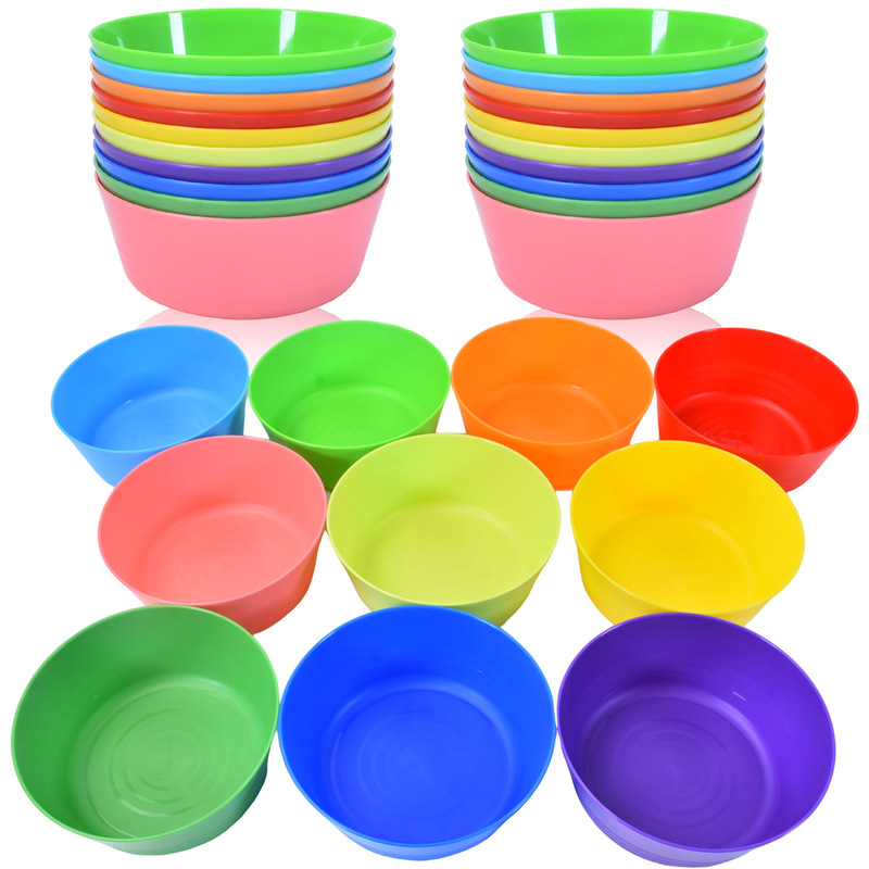 Factory direct supply color plastic bowl cross-border household dinner thick durable soup bowl kitchen tableware in stock wholesale