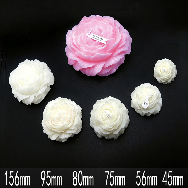 Handmade Peony Scented Candle Set with Large, Medium, and Small 3D Flowers - Creative Home Decor Set, Wedding Souvenir