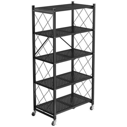 Installation-free floor-standing folding storage rack new kitchen storage rack thickened microwave oven shelf living room bookshelf