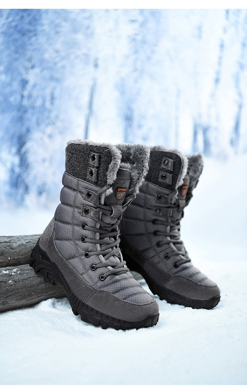 Winter outdoor snow boots High top boots non-slip waterproof warm large size cotton shoes light cold waterproof men's boots_voghion.com