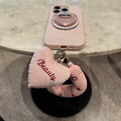 ins レザーパウダー充填コットンラブチェーン磁気ホルダー Apple 14Promax 携帯電話ケース 16 女性 13 Apple に適しています