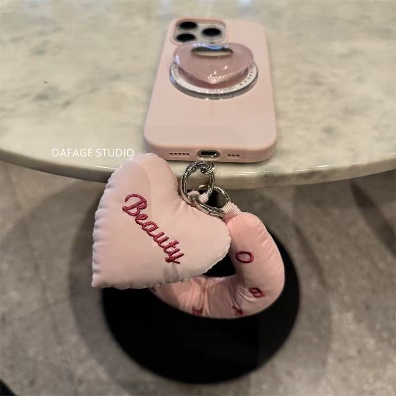 ins レザーパウダー充填コットンラブチェーン磁気ホルダー Apple 14Promax 携帯電話ケース 16 女性 13 Apple に適しています|undefined