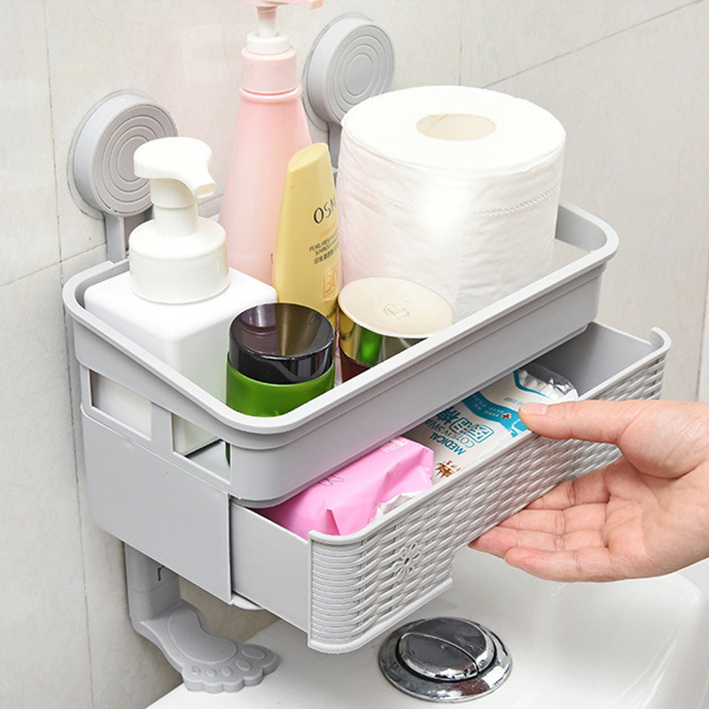 トイレ多機能二重トイレ収納棚引き出し収納棚穴なし壁ティッシュ箱雑物棚|undefined